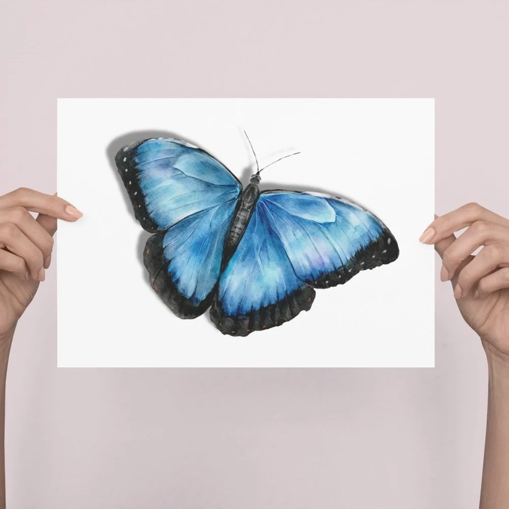 Watercolor Butterfly Wall Art Illustration Print Poster Card Unframed - Picture 2 of 5